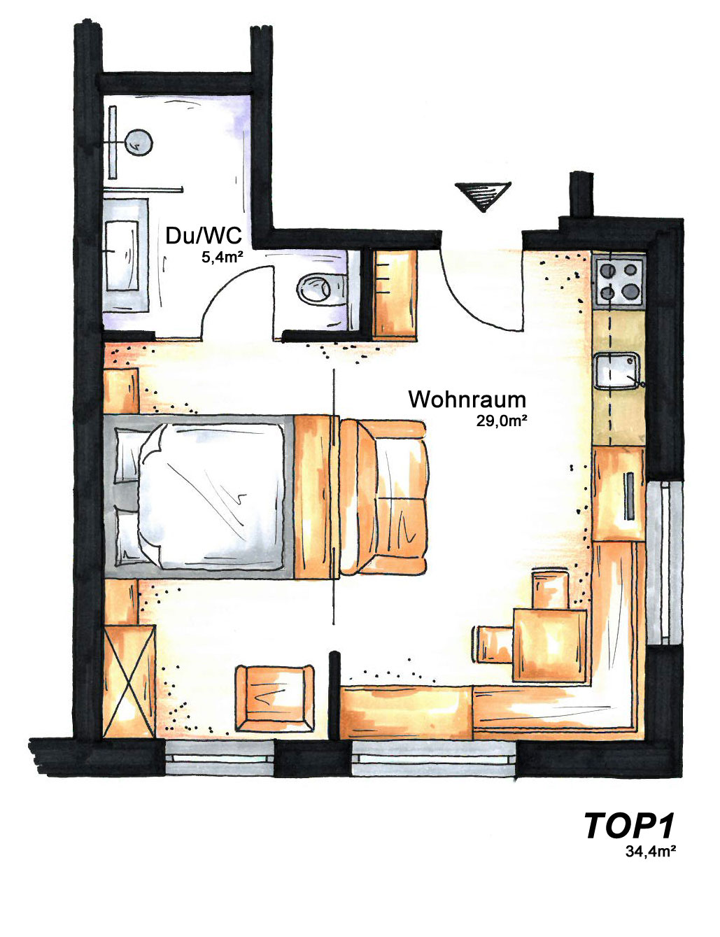 plan klein appartement